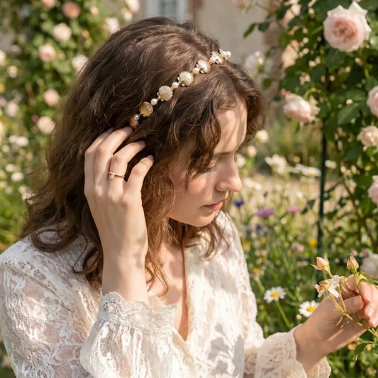 Korean Starfish Shell Headband | Gold & Silver Crown Tiara Crown Tiara Headband Peaceful Pleasures Health and Wellness