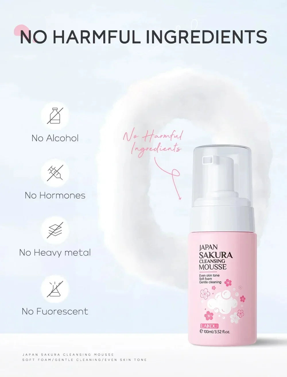 LAIKOU Cherry Blossom Facial Cleanser – Korean Skin Care Peaceful Pleasures Health and Wellness