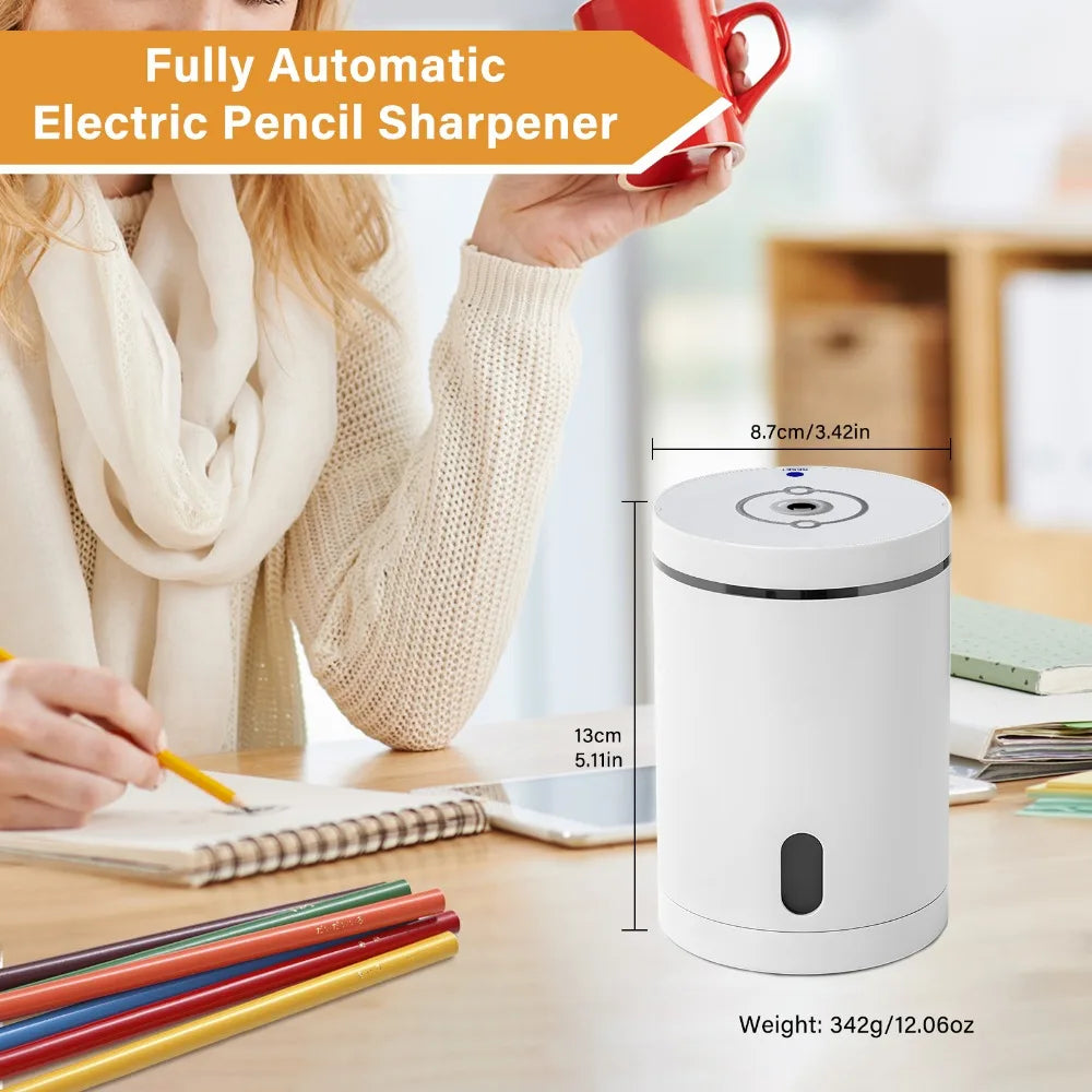 Auto Electric Pencil Sharpener for School & Office - Portable Desktop Sharpener for Pencils (6-8mm), Art Supplies & Stationery Peaceful Pleasures Health and Wellness