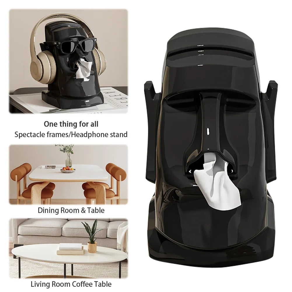 Moai Easter Island Tissue Box Holder & Desk Organizer