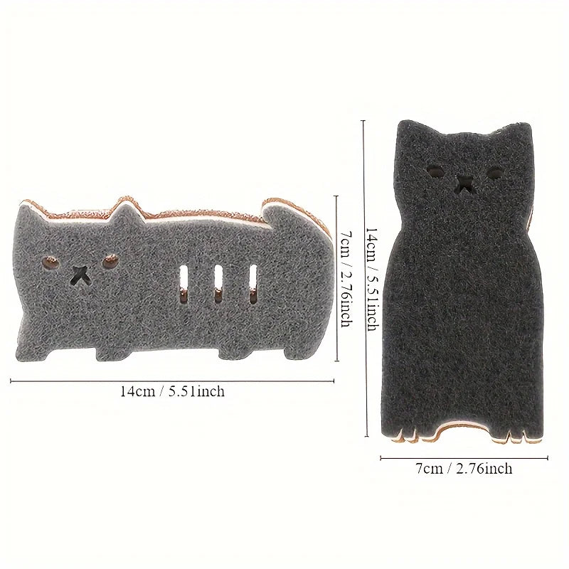 4-Pack Cute Cat Kitchen Sponge Set | Microfiber Dishwashing
