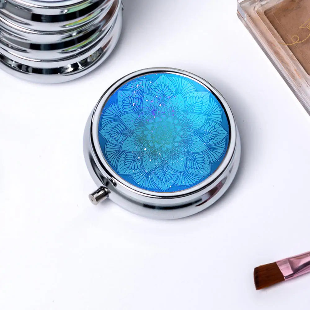 Portable 3 Cell Metal Pill Boxes Stainless Steel Round Pill Boxes Medicine Organizer Container Medicine Case Splitters Pill Box Peaceful Pleasures Health and Wellness