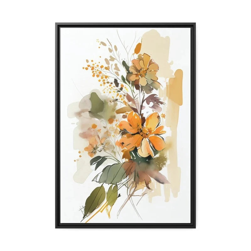 Colorful Flowers Watercolor Canvas Wall Art Print | Unframed