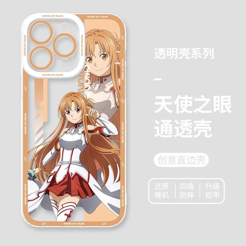 Japanese Anime Sword Art Online Phone Case for Iphone 17 16 15 14 13 12 11 Pro Max Plus Mini Air Asuna Kirito Phone Cover Peaceful Pleasures Health and Wellness