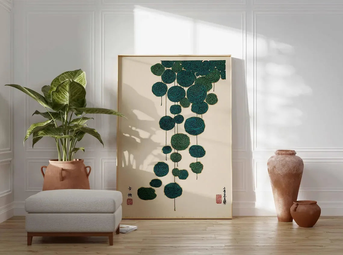 Japanese Lotus Canvas Art Print | Minimalist Zen Wall Décor Canvas Wall Art Peaceful Pleasures Health and Wellness