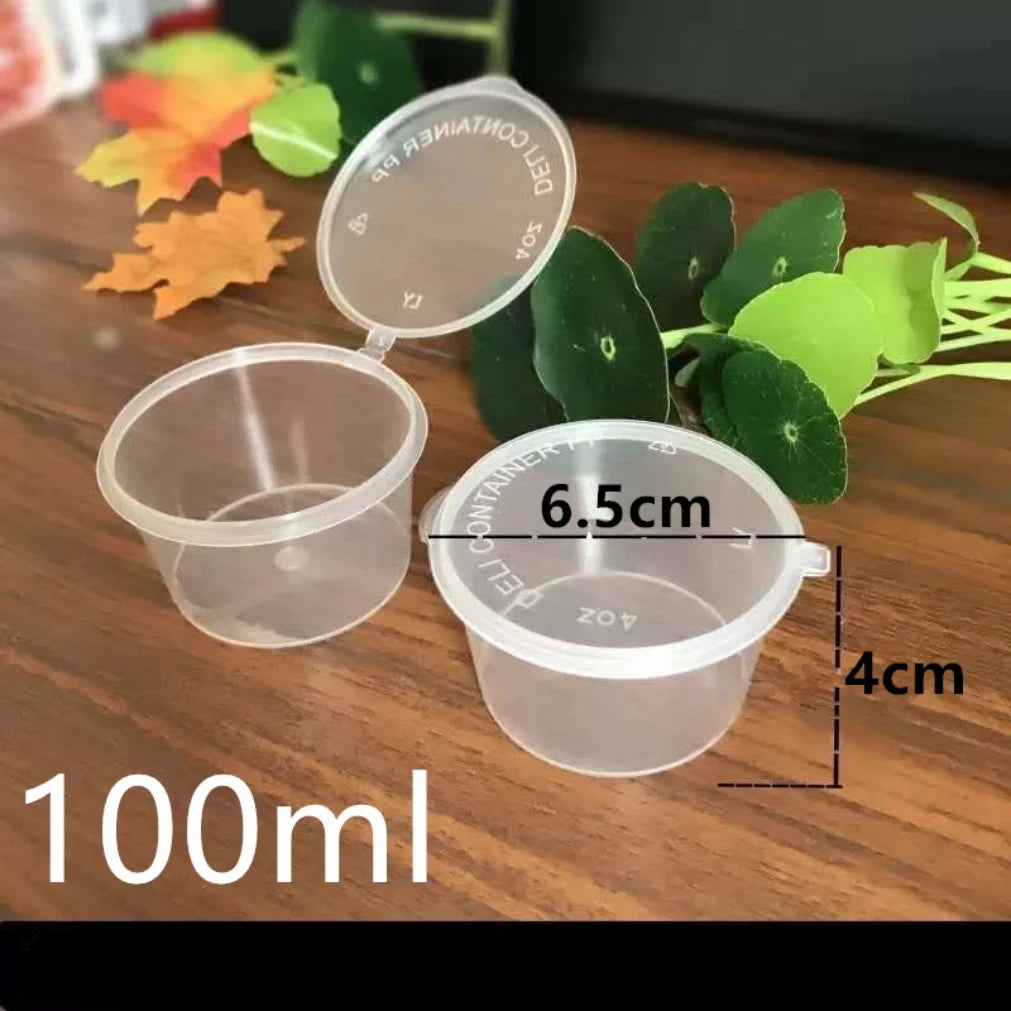 50-Pack BPA-Free Plastic Sauce Cups with Lids | 30ml 50ml 100ml