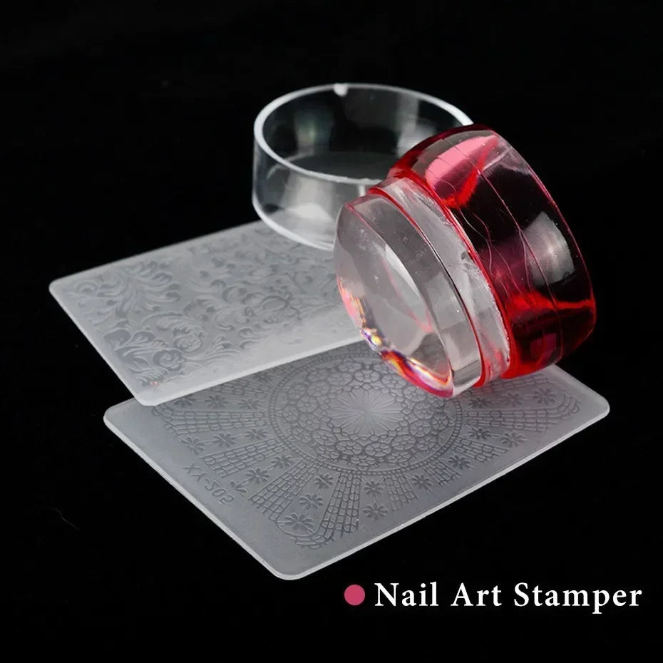 3sets Manicure Nail Art Stamping Plates Kits Clear Silicone Head Mirror Nail Stamper Transfer Templates Printing Scraper Peaceful Pleasures Health and Wellness China Mainland BF12-0024