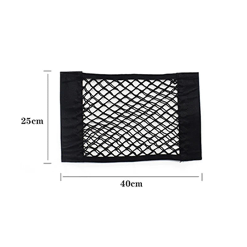 Self-Adhesive Magic Tape Car Trunk Mesh Storage Organizer Elastic Cargo Net Pocket Universal Trunk Seat Back Storage Accessories Peaceful Pleasures Health and Wellness 40 x 25