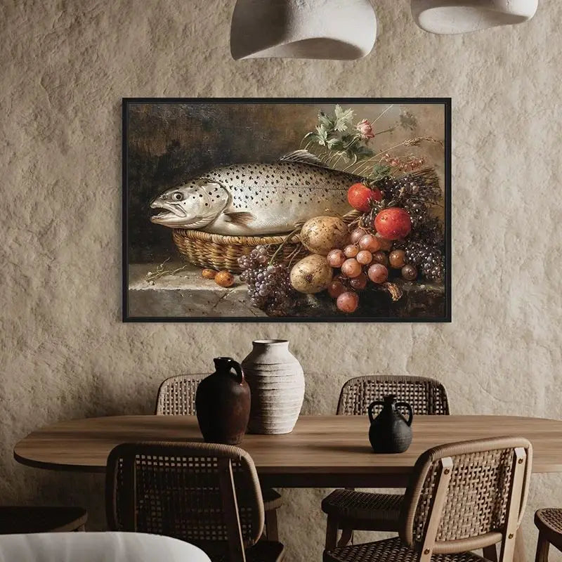 Vintage Kitchen Fruit Vegetable Still Life Canvas Wall Art Print