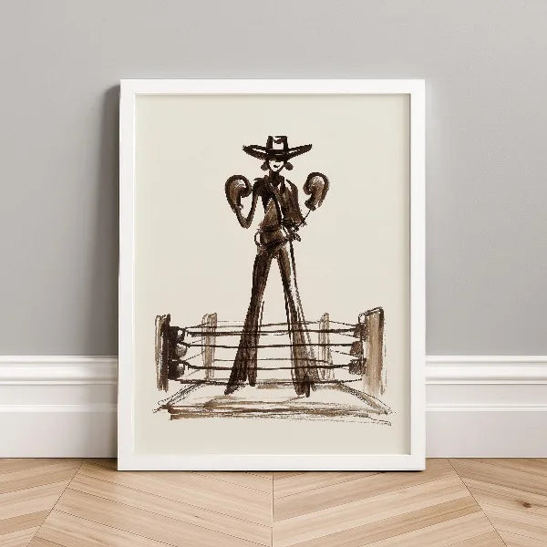 Western Cowboy Cowgirl Line Poster Retro Southwestern Rodeo Fashion Ranch Canvas Painting Wall Art for Living Room Home Decor Peaceful Pleasures Health and Wellness
