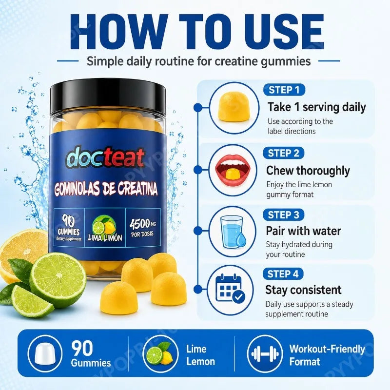 Creatine Monohydrate Gummies 4500mg Lime Lemon | 90 Count