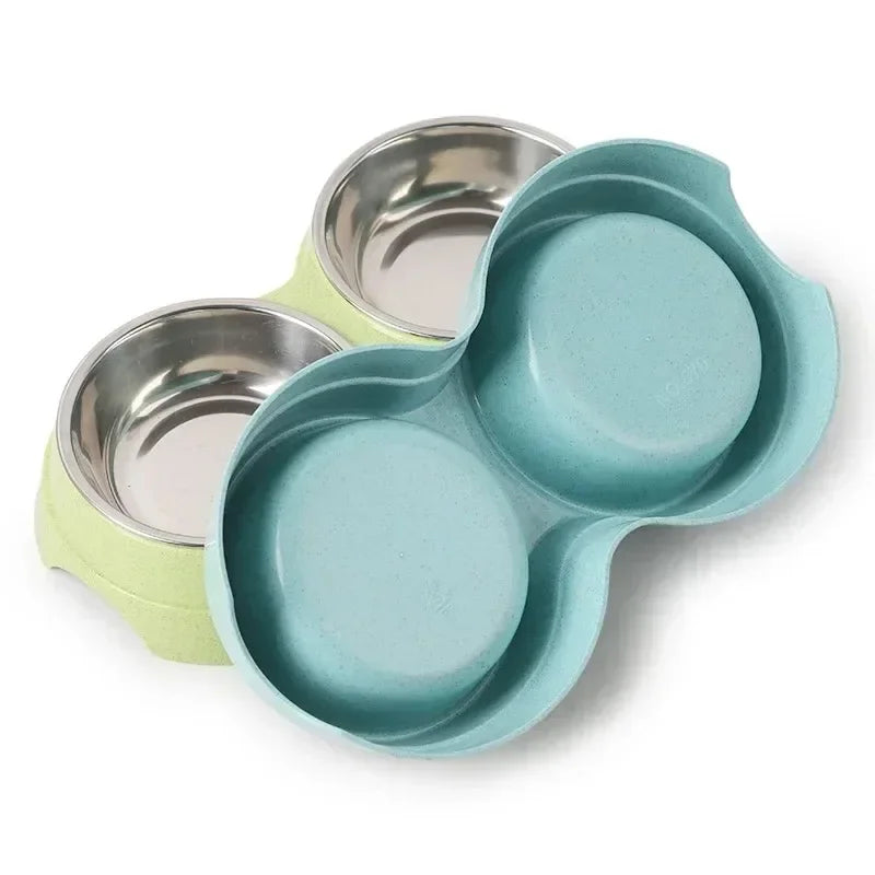 Double Stainless Steel Pet Bowls with Raised Stand | Dogs & Cats