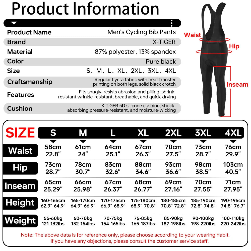 X-Tiger Men's 5D Gel Padded MTB & Road Cycling Tights | Lycra