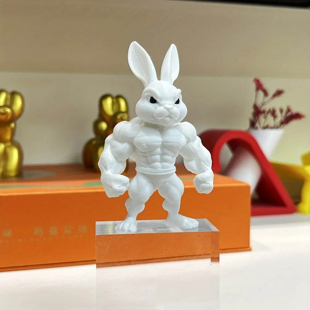 1 Piece White Muscle Rabbit Figurine Home Decor Item for Desktop, Entryway, Study, or Tv Cabinet, Also Suitable as a Gift for Friends or Loved Ones Peaceful Pleasures Health and Wellness