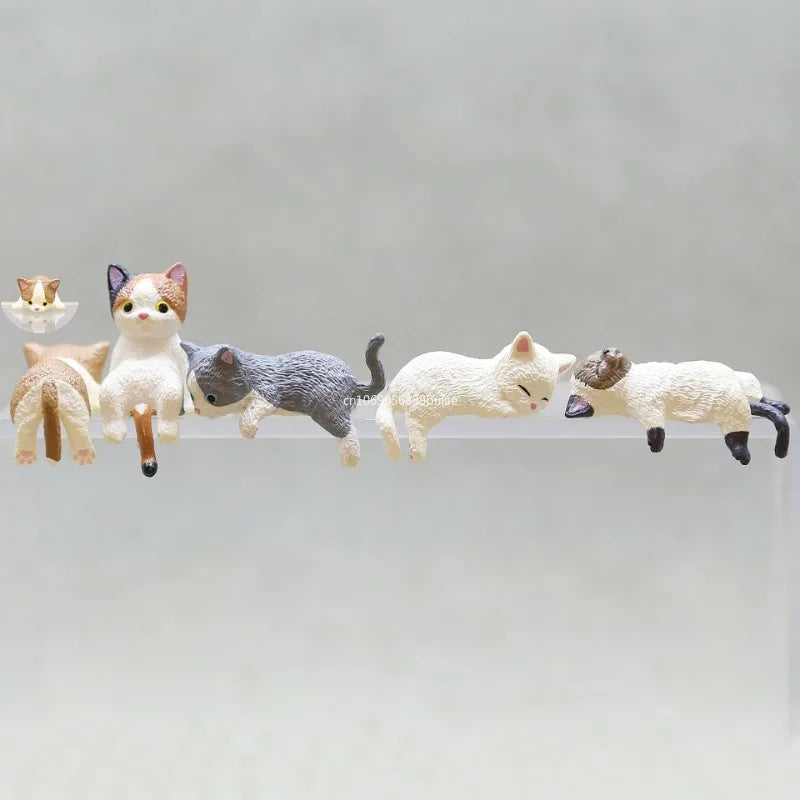 Cartoon Simulation Fish Tank Edge Hang Cat Aquarium Ornaments Figurine Miniature Landscape Home Decoration Cute Desktop Gifts Peaceful Pleasures Health and Wellness