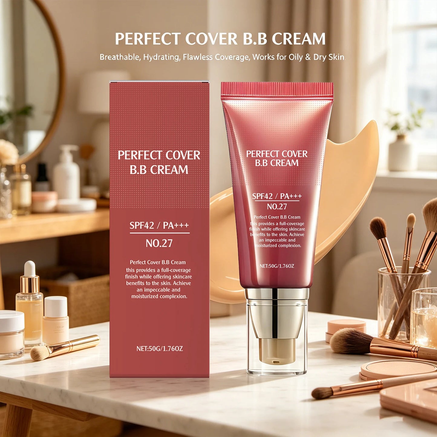 Moisturizing BB Cream Concealer – UVA Block & Blemish Cover 50g BB Cream Concealer Peaceful Pleasures Health and Wellness