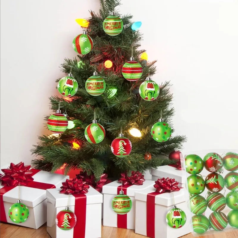 Pack of 12 Christmas Decorations Hand-painted Electroplated Plastic Christmas Ball Christmas Tree Pendant Holiday Decorations Peaceful Pleasures Health and Wellness