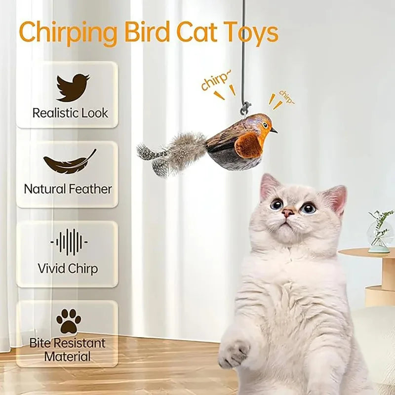 Interactive Bird Cat Toy with Catnip & Chirping Sound