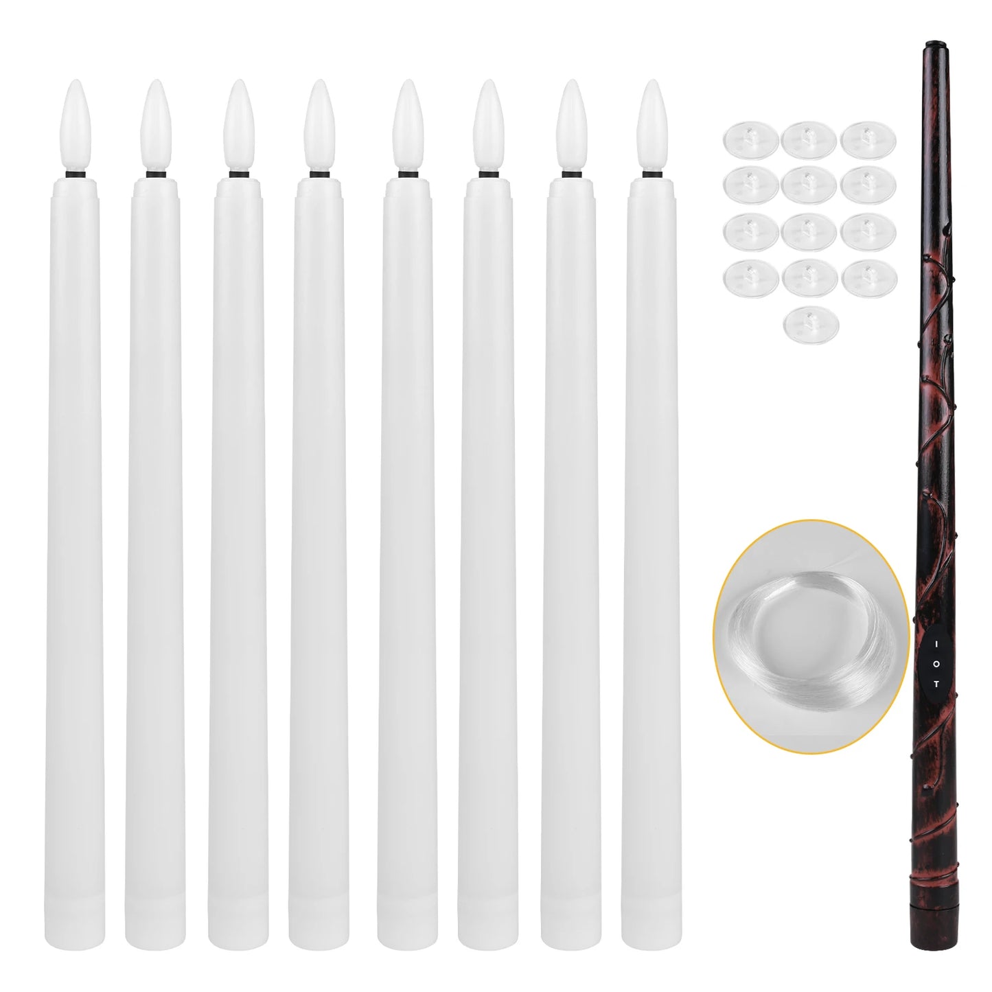 Floating Flameless LED Taper Candles + Magic Wand Remote 12/24 Pack
