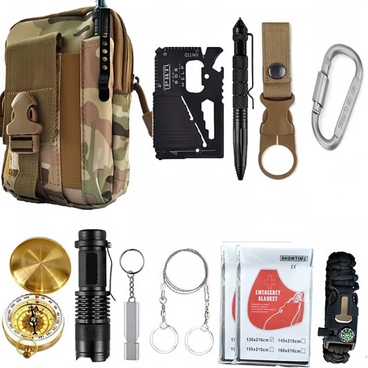 Outdoor Adventure Survival Kit SOS Emergency First Aid Kit Camping Equipments Medical Bag Self-defense EDC Pouch ifak Peaceful Pleasures Health and Wellness