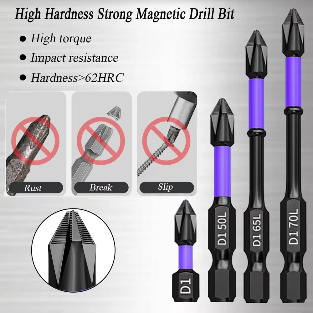 6 Pcs Magnetic Screwdriver Bits Non-slip Shockproof Phillips Impact Bits Hex Shank Alloy Steel Bits Suitable for Power Tools Peaceful Pleasures Health and Wellness