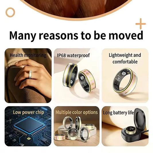 2026 New Enamel Smart Ring Heart Rate Blood Oxygen Sleep Monitor Gesture Video Navigation Family Care 5ATM Waterproof Smartring Peaceful Pleasures Health and Wellness