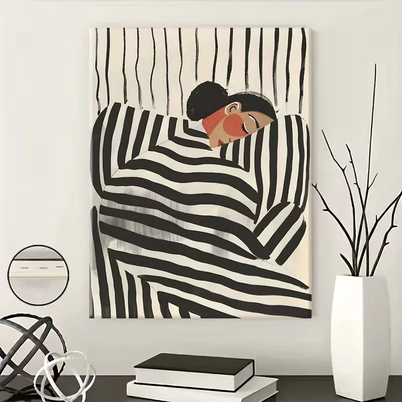 Modern Black & White Abstract Canvas Wall Art Print | Home Decor