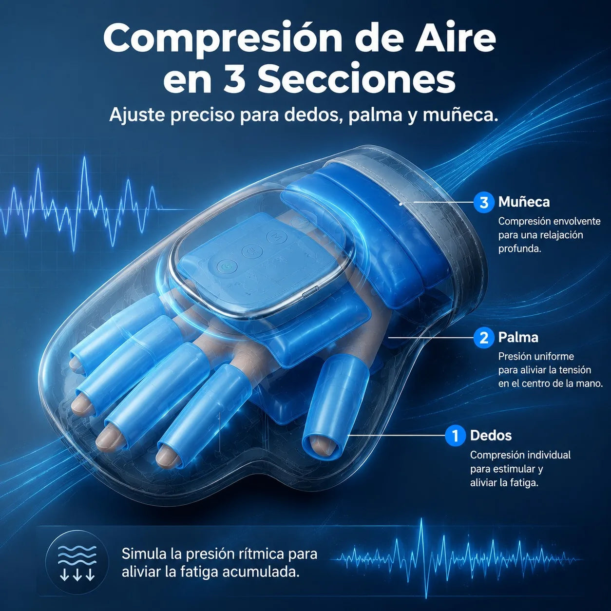 Hand Massager with Airbag Compression Finger Wrist Palm Massage Machine Vibration Glove for Hand Muscle Relax Gift for Men Women Peaceful Pleasures Health and Wellness