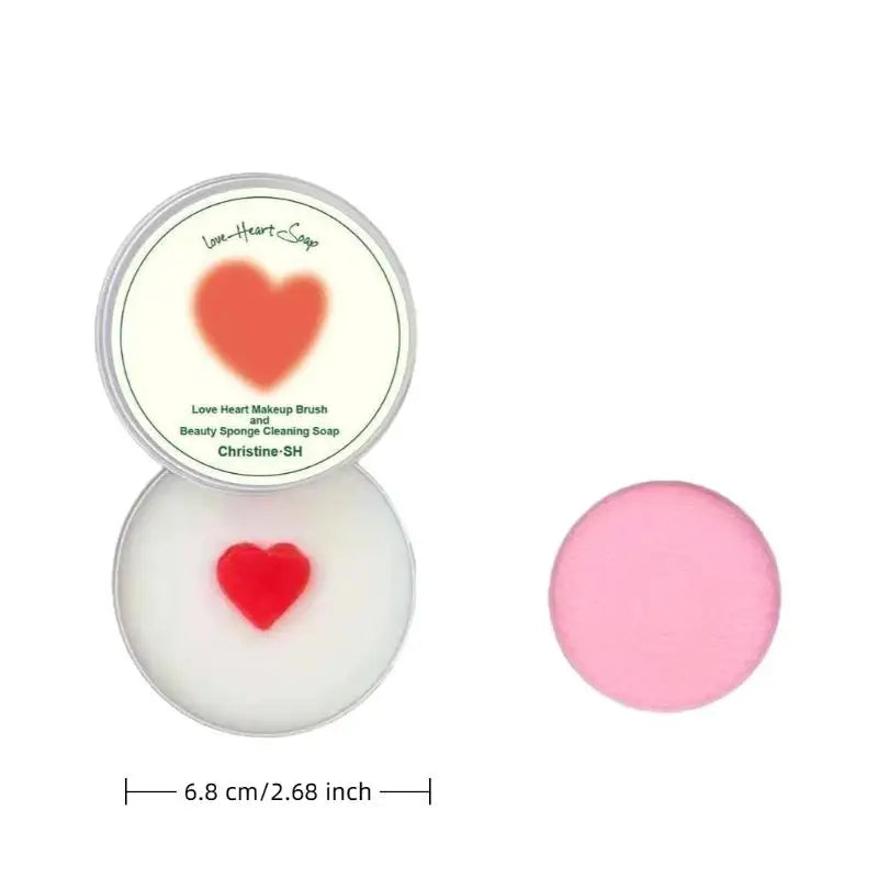 Heart-Shaped Makeup Brush Cleaner Soap 100g + Silicone Pad
