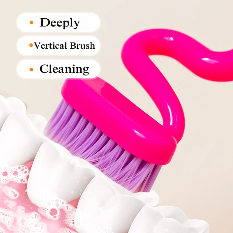 Adult Soft Bristle Wide Head S Shape Vertical Bass Toothbrush 4 Pack Oral Care Premium Manual Dental Brush Teeth Cleaning Tools Peaceful Pleasures Health and Wellness
