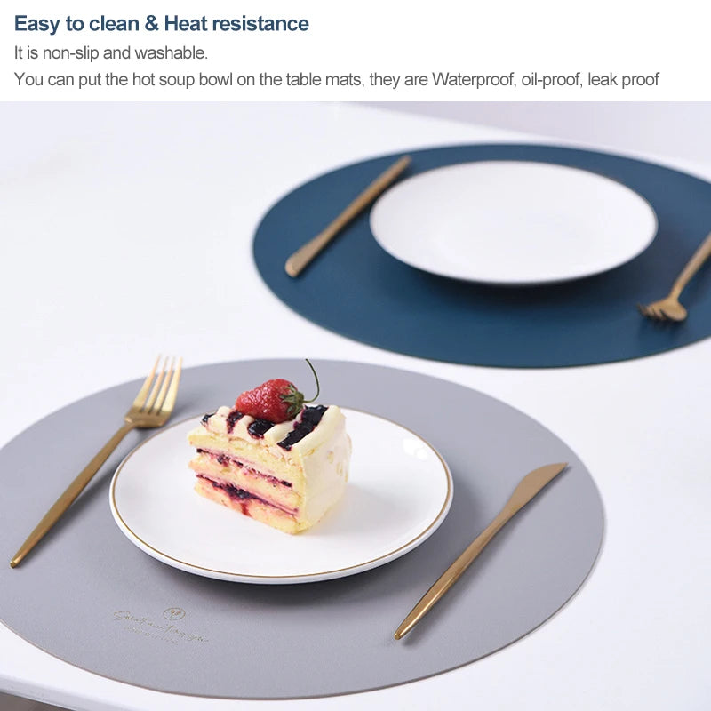 2/4/6PCFaux Leather Placemats Round Place Mats for Kitchen Dining Patio Table,Non-Slip,Heat Resistant,Washable Peaceful Pleasures Health and Wellness