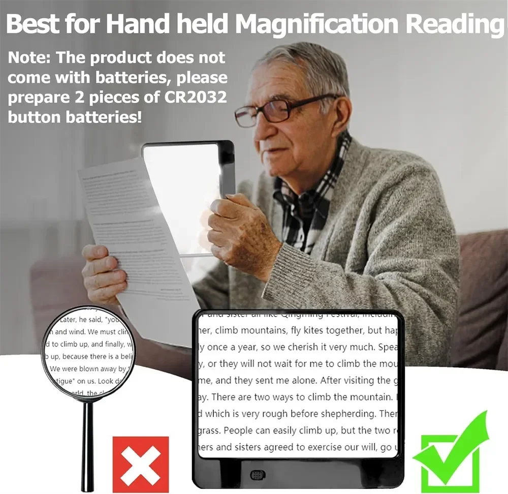3X Full Page LED Magnifier Lightweight Reading Sheet for Books Newspapers Seniors Kids Low Vision Craft Hobby Repair Peaceful Pleasures Health and Wellness