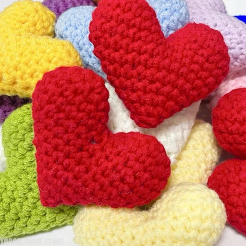 Handmade Crochet Heart Appliques 8 Pcs | Wool DIY Craft Hearts