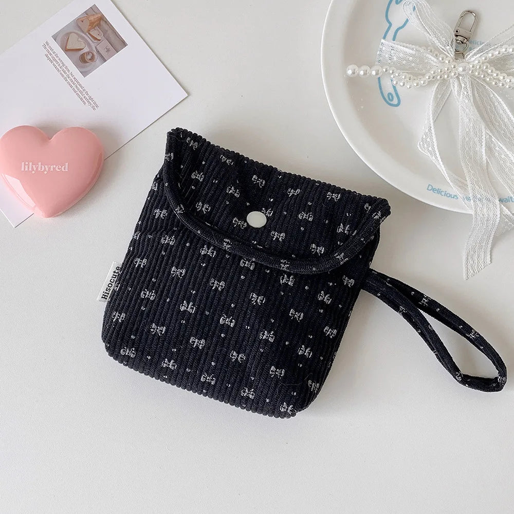 Cartoon Bow Sanitary Napkin Storage Bag Girl's Portable Carrying