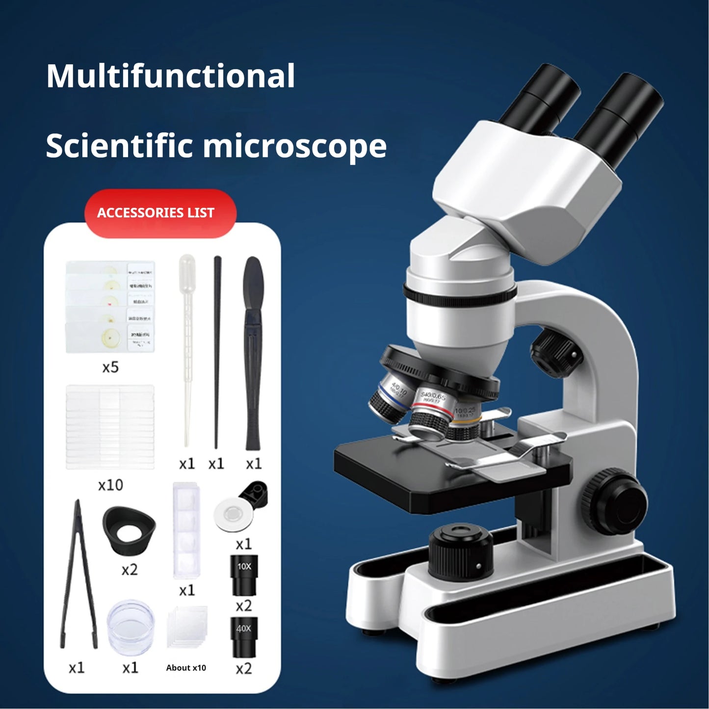 40X-1600X Students Majoring In Binocular Biological Microscopy, Experimental Puzzle Science Popularization Research Peaceful Pleasures Health and Wellness 1