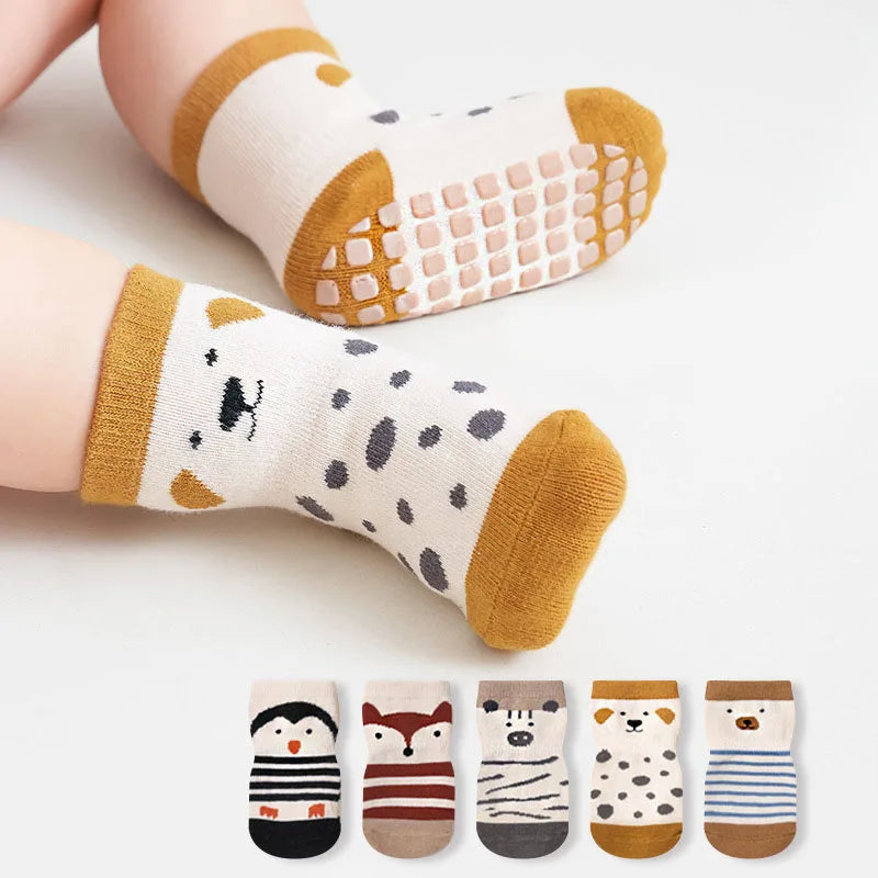 5 Pairs Kids Non-Slip Cartoon Floor Socks | Baby Toddler Kids Non-Slip Socks Peaceful Pleasures Health and Wellness