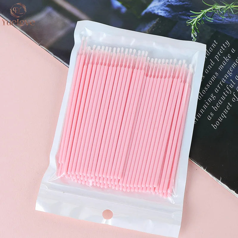 100Pcs Eyelash Micro Cleaning Brushes | Lash Extension Swabs