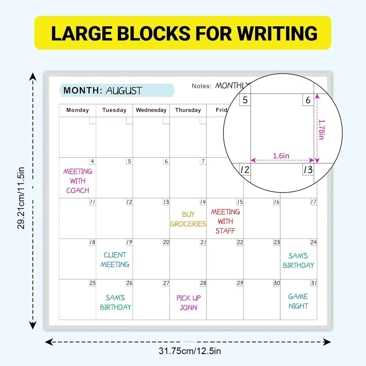 Erasable Yearly Wall Planner | Reusable Dry Erase Calendar Dry Erase Wall Planner Peaceful Pleasures Health and Wellness