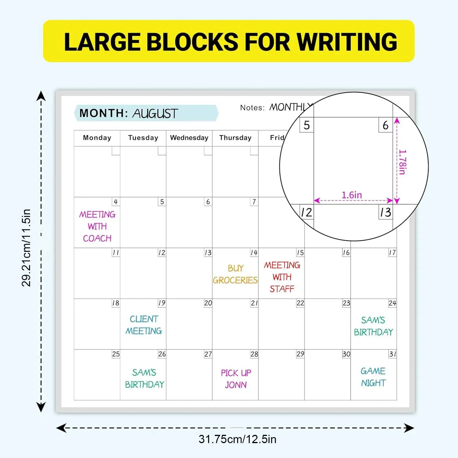 Erasable Yearly Wall Planner | Reusable Dry Erase Calendar Dry Erase Wall Planner Peaceful Pleasures Health and Wellness