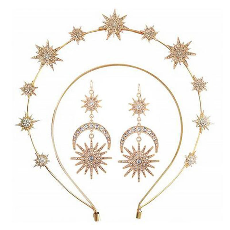 Halo Crown Stars Goddess Crown Halo Headband and Crowns for Women Boho Bridal Wedding Headpiece Peaceful Pleasures Health and Wellness