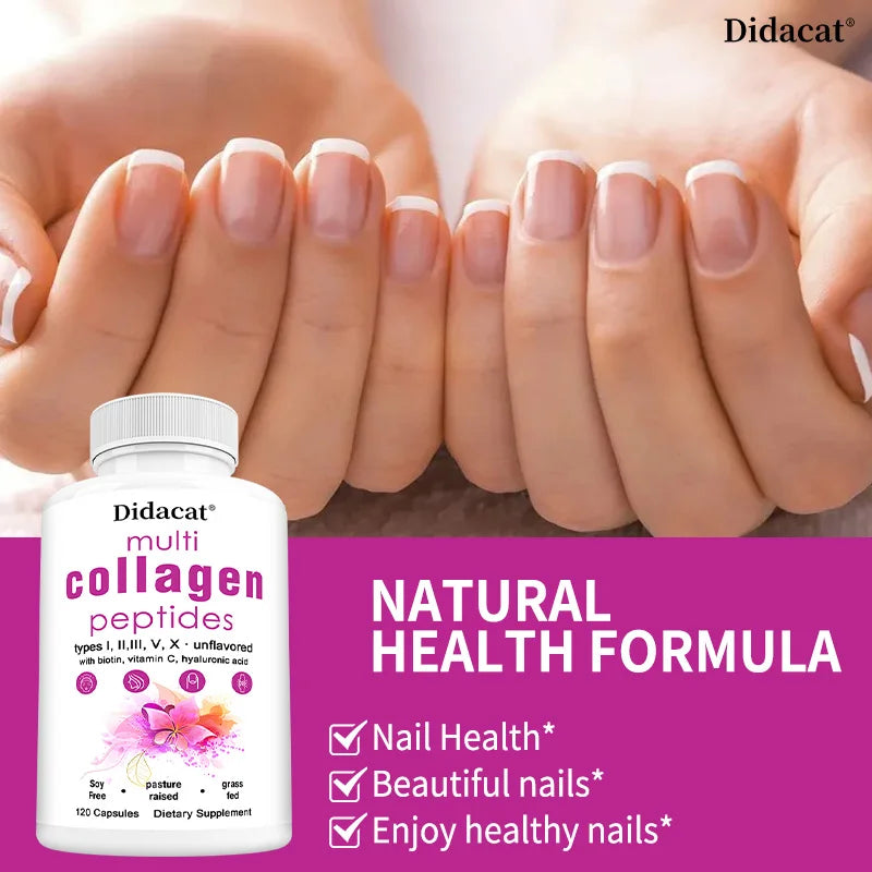 Multi-collagen Peptides - Anti-aging, Brightening Skin Tone, Firming Skin, Hair, Nail, Skin, and Joint Health Supplements Peaceful Pleasures Health and Wellness