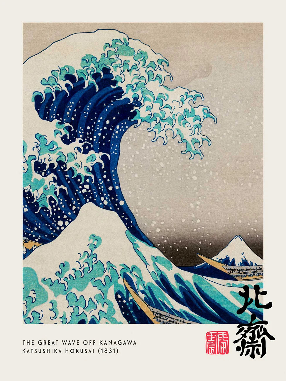 Hokusai Great Wave Mount Fuji Unframed Canvas Wall Art Print