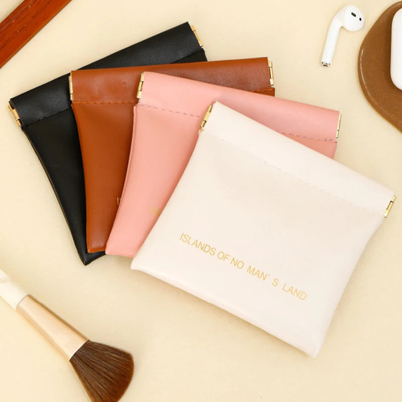 1PC Leather shrapnel storage bag, mini bag, travel makeup bag, headphone storage bag, PU coin purse Peaceful Pleasures Health and Wellness