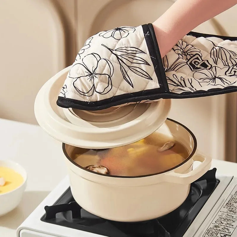 Heat Resistant Oven Mitts – Long Floral Kitchen & BBQ Gloves