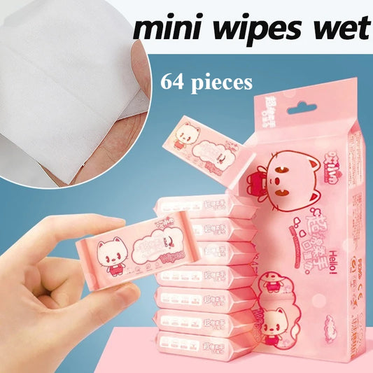 Mini Disposable Travel Wipes – 64pcs Hand & Mouth Cleaning Disposable Travel Wipes Peaceful Pleasures Health and Wellness