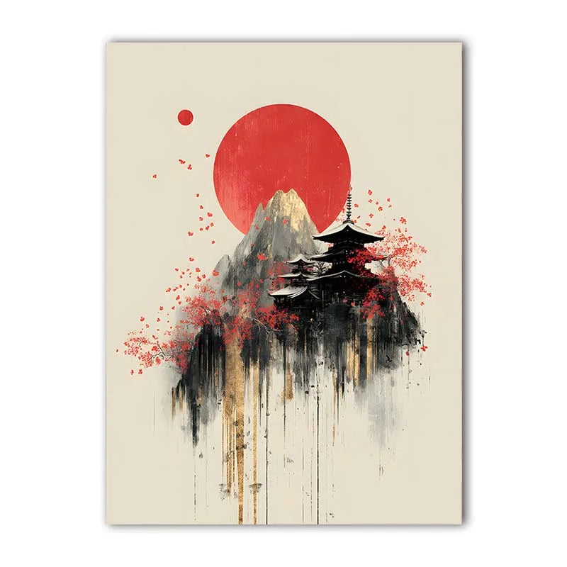 Abstract Wall Art Japanese Landscape Canvas Painting Modern Style Poster Prints Living Room Wall Decor Peaceful Pleasures Health and Wellness 03 40x50cm No Frame China Mainland