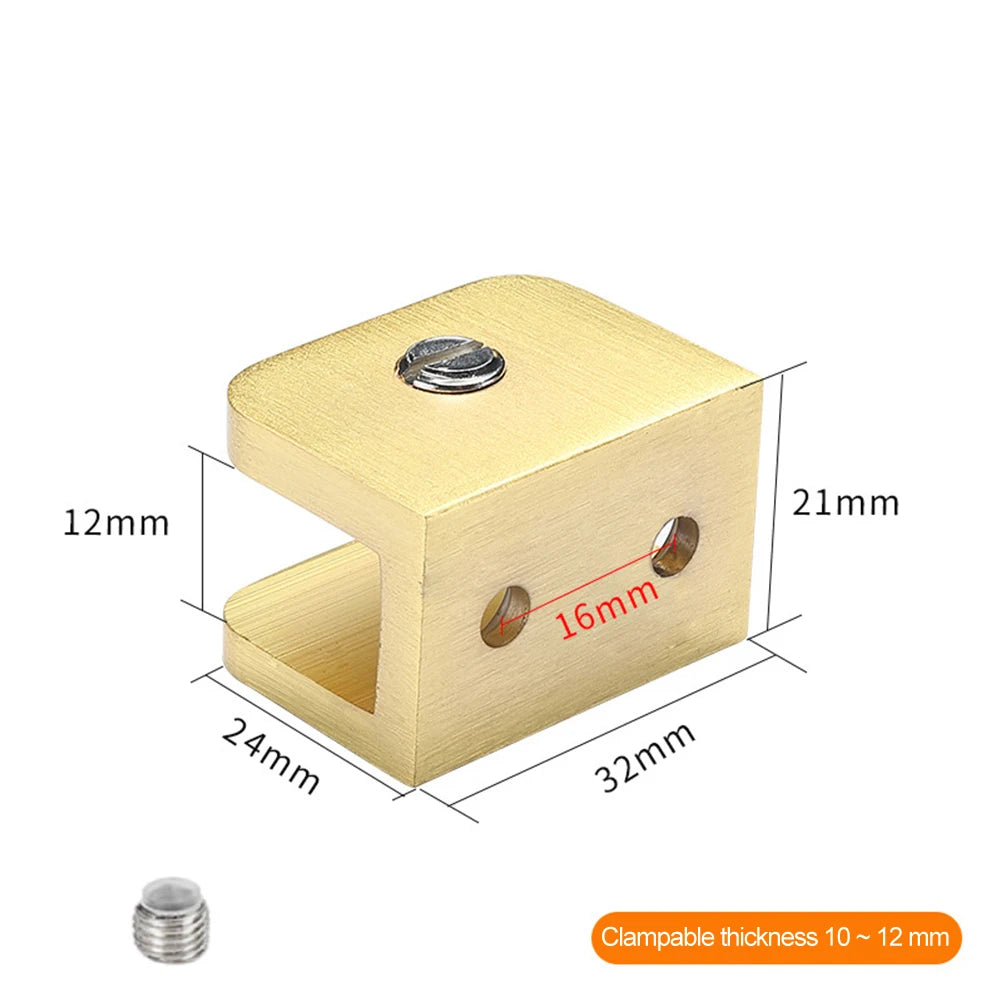 1 X Copper Gold Adjustable Glass Clip Holder Thick Support Bracket