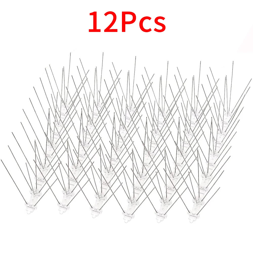 12Pcs Pigeon Spikes Stainless Steel Bird Repeller Set Deterrent Anti Bird Pigeon Squirrel Cats Repellent for Garden Fence Roof Peaceful Pleasures Health and Wellness 12Pcs