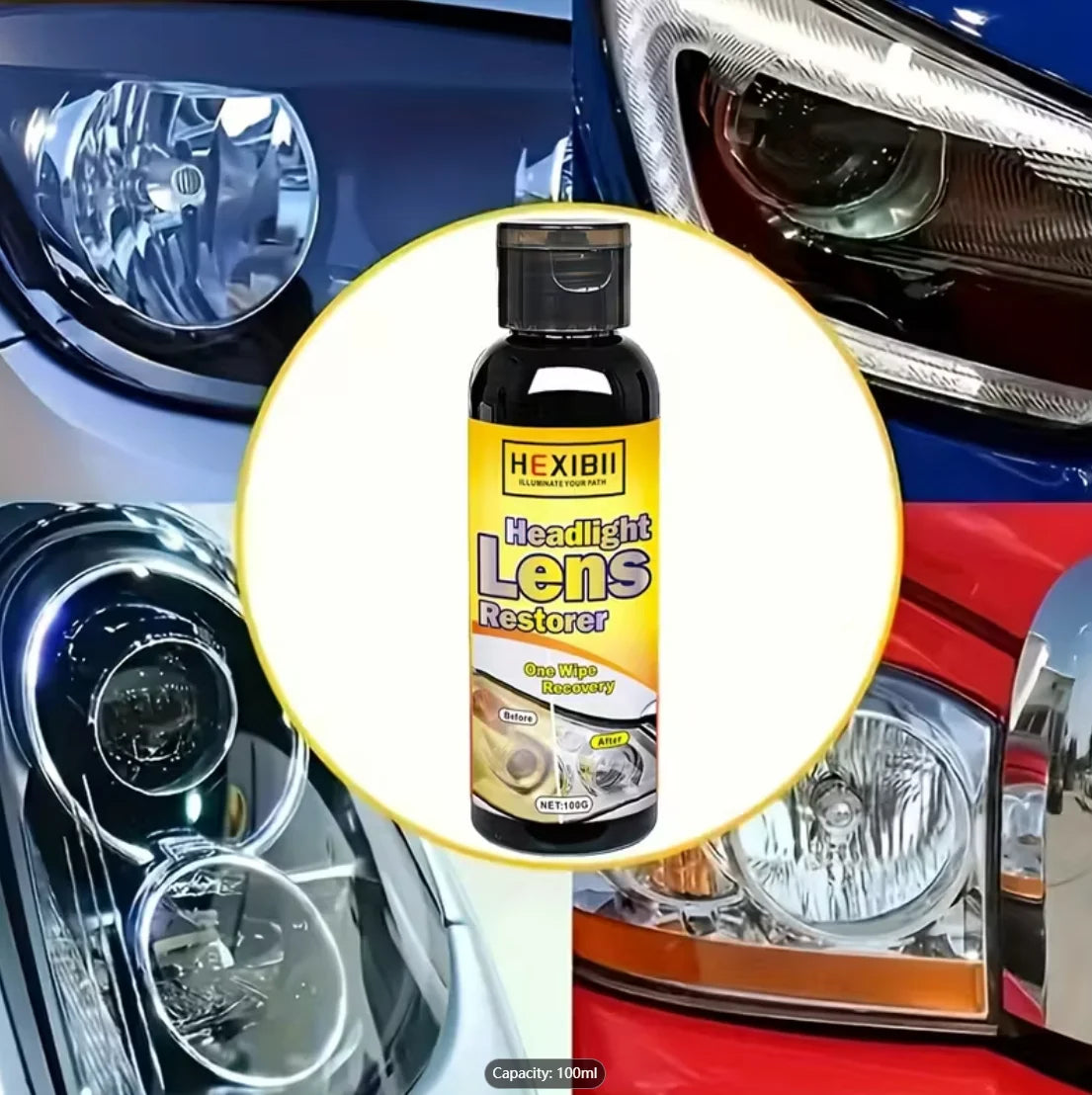 Car Headlight Restoration Fluid – Crystal Coating, Removes Haze