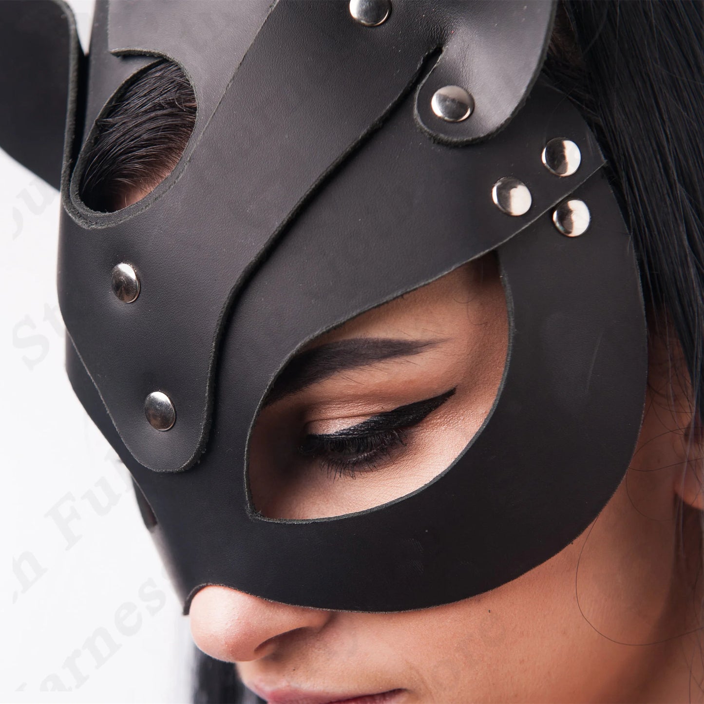 PU Fetish Leather Mask Sexy Lingerie Ladies Harness Cat Erotic